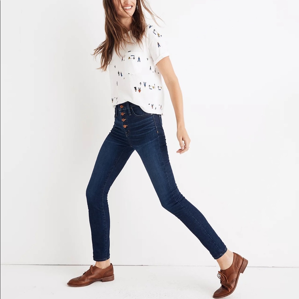 Madewell Women’s 9" High-Rise Skinny Jeans in Hayes Wash: Button-Front Edition